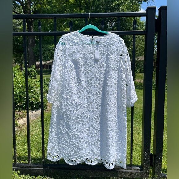 Ann Taylor Scalloped Eyelet Cotton Dress NWT - Picture 3 of 8